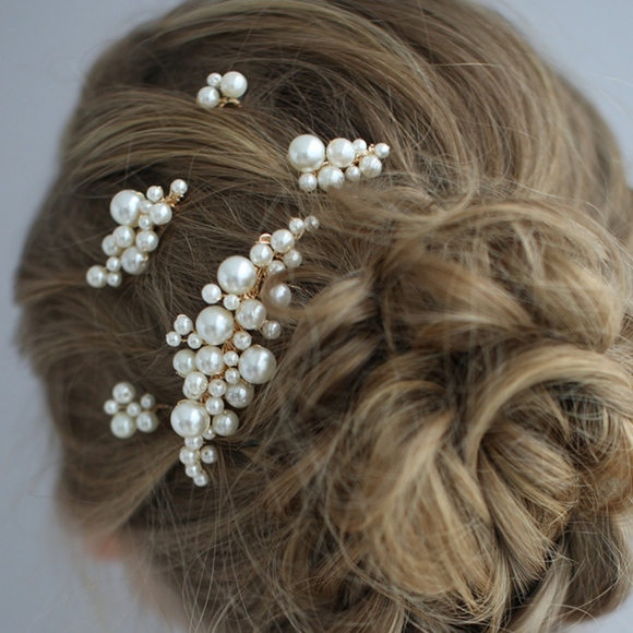 5pcs Bridal Pearl Comb Pin headpiece party evening main image 4